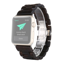 Wooden Watch Band For Apple Watch Series 8&7 41mm / SE 2&6&SE&5&4 40mm / 3&2&1 38mm(Black Brown)