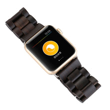 Wooden Watch Band For Apple Watch Series 8&7 41mm / SE 2&6&SE&5&4 40mm / 3&2&1 38mm(Black Brown)