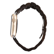 Wooden Watch Band For Apple Watch Series 8&7 41mm / SE 2&6&SE&5&4 40mm / 3&2&1 38mm(Black Brown)