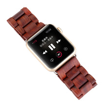 Wooden Watch Band For Apple Watch Ultra 49mm / Series 8&7 45mm / SE 2&6&SE&5&4 44mm / 3&2&1 42mm(Wine Red)