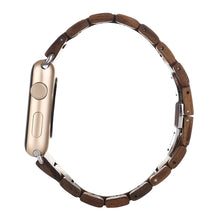 Wooden Watch Band For Apple Watch Series 7 45mm / 6 & SE & 5 & 4 44mm / 3 & 2 & 1 42mm(Dark Brown)