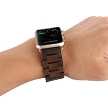 Wooden Watch Band For Apple Watch Series 7 45mm / 6 & SE & 5 & 4 44mm / 3 & 2 & 1 42mm(Dark Brown)
