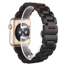 Wooden Watch Band For Apple Watch Ultra 49mm / Series 8&7 45mm / SE 2&6&SE&5&4 44mm / 3&2&1 42mm(Black Brown)