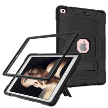 For iPad 10.2 2021 / 2020 / 2019 Contrast Color Robot Shockproof Silicone + PC Protective Case with Holder(Black)