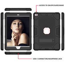 For iPad 10.2 2021 / 2020 / 2019 Contrast Color Robot Shockproof Silicone + PC Protective Case with Holder(Black)