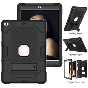 For iPad 10.2 2021 / 2020 / 2019 Contrast Color Robot Shockproof Silicone + PC Protective Case with Holder(Black)