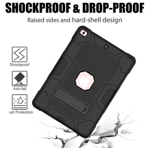 For iPad 10.2 2021 / 2020 / 2019 Contrast Color Robot Shockproof Silicone + PC Protective Case with Holder(Black)