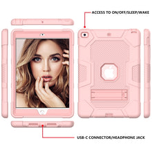 For iPad 10.2 2021 / 2020 / 2019 Contrast Color Robot Shockproof Silicone + PC Protective Case with Holder(Rose Gold)