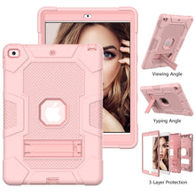 For iPad 10.2 2021 / 2020 / 2019 Contrast Color Robot Shockproof Silicone + PC Protective Case with Holder(Rose Gold)