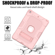 For iPad 10.2 2021 / 2020 / 2019 Contrast Color Robot Shockproof Silicone + PC Protective Case with Holder(Rose Gold)
