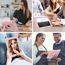 For iPad 10.2 2021 / 2020 / 2019 Contrast Color Robot Shockproof Silicone + PC Protective Case with Holder(Rose Gold)
