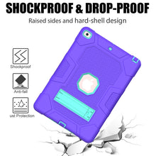 For iPad 10.2 2021 / 2020 / 2019 Contrast Color Robot Shockproof Silicone + PC Protective Case with Holder (Purple Mint Green)