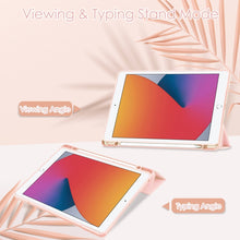 For iPad 10.2 2021 / 2020 / 2019 Transparent Acrylic + TPU Back Cover Horizontal Flip Leather Case with 3-folding Holder & Pen Holder & Sleep / Wake-up Function(Pink)