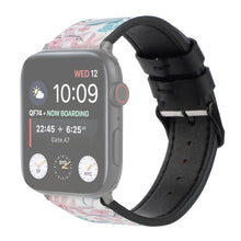 Printed Leather Watch Band For Apple Watch Series 7 45mm / 6 & SE & 5 & 4 44mm / 3 & 2 & 1 42mm(A)
