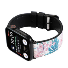 Printed Leather Watch Band For Apple Watch Series 7 45mm / 6 & SE & 5 & 4 44mm / 3 & 2 & 1 42mm(A)