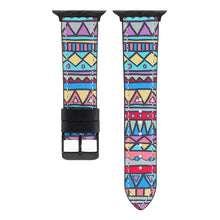 Printed Leather Watch Band For Apple Watch Series 7 45mm / 6 & SE & 5 & 4 44mm / 3 & 2 & 1 42mm(E)