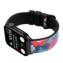 Printed Leather Watch Band For Apple Watch Series 7 45mm / 6 & SE & 5 & 4 44mm / 3 & 2 & 1 42mm(F)