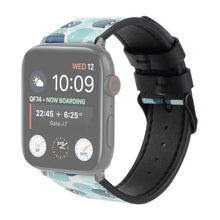 Printed Leather Watch Band For Apple Watch Series 7 45mm / 6 & SE & 5 & 4 44mm / 3 & 2 & 1 42mm(H)