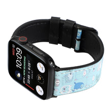 Printed Leather Watch Band For Apple Watch Series 7 45mm / 6 & SE & 5 & 4 44mm / 3 & 2 & 1 42mm(K)