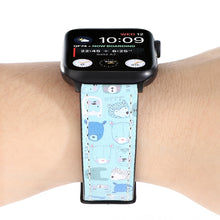 Printed Leather Watch Band For Apple Watch Series 7 45mm / 6 & SE & 5 & 4 44mm / 3 & 2 & 1 42mm(K)