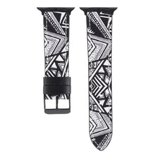 Printed Leather Watch Band For Apple Watch Series 7 45mm / 6 & SE & 5 & 4 44mm / 3 & 2 & 1 42mm(L)