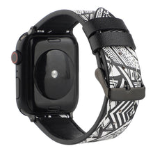 Printed Leather Watch Band For Apple Watch Series 7 45mm / 6 & SE & 5 & 4 44mm / 3 & 2 & 1 42mm(L)