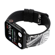 Printed Leather Watch Band For Apple Watch Series 7 45mm / 6 & SE & 5 & 4 44mm / 3 & 2 & 1 42mm(L)