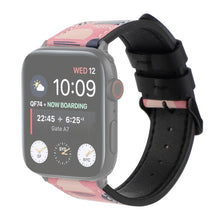 Printed Leather Watch Band For Apple Watch Series 7 45mm / 6 & SE & 5 & 4 44mm / 3 & 2 & 1 42mm(M)