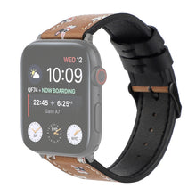 Printed Leather Watch Band For Apple Watch Series 8&7 41mm / SE 2&6&SE&5&4 40mm / 3&2&1 38mm(B)