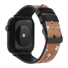 Printed Leather Watch Band For Apple Watch Series 8&7 41mm / SE 2&6&SE&5&4 40mm / 3&2&1 38mm(B)