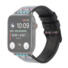Printed Leather Watch Band For Apple Watch Series 7 41mm / 6 & SE & 5 & 4 40mm / 3 & 2 & 1 38mm(E)