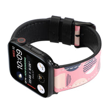 Printed Leather Watch Band For Apple Watch Series 8&7 41mm / SE 2&6&SE&5&4 40mm / 3&2&1 38mm(M)