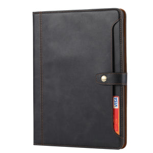 For iPad 10.2 Calf Texture Double Fold Clasp Horizontal Flip Leather Case with Photo Frame & Holder & Card Slots & Wallet(Black)