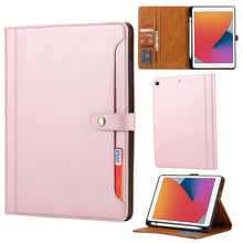 For iPad 10.2 Calf Texture Double Fold Clasp Horizontal Flip Leather Case with Photo Frame & Holder & Card Slots & Wallet(Rose Gold)