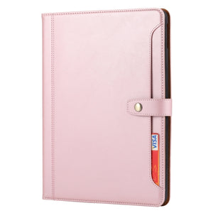 For iPad 10.2 Calf Texture Double Fold Clasp Horizontal Flip Leather Case with Photo Frame & Holder & Card Slots & Wallet(Rose Gold)