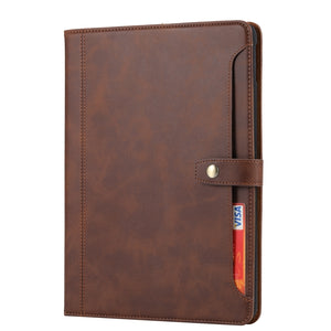 For iPad 10.2 Calf Texture Double Fold Clasp Horizontal Flip Leather Case with Photo Frame & Holder & Card Slots & Wallet(Coffee)