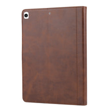 For iPad 10.2 Calf Texture Double Fold Clasp Horizontal Flip Leather Case with Photo Frame & Holder & Card Slots & Wallet(Coffee)