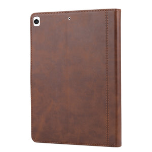 For iPad 10.2 Calf Texture Double Fold Clasp Horizontal Flip Leather Case with Photo Frame & Holder & Card Slots & Wallet(Coffee)