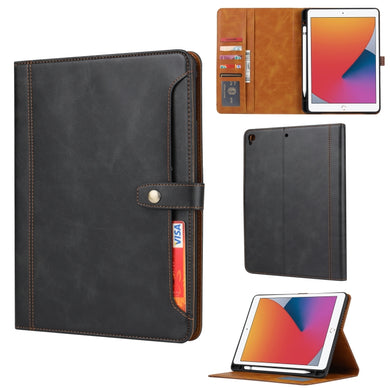 Calf Texture Double Fold Clasp Horizontal Flip Leather Case with Photo Frame & Holder & Card Slots & Wallet For iPad 9.7 (2018/2017) / Air 2(Black)