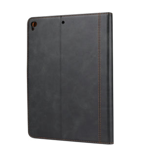 Calf Texture Double Fold Clasp Horizontal Flip Leather Case with Photo Frame & Holder & Card Slots & Wallet For iPad 9.7 (2018/2017) / Air 2(Black)