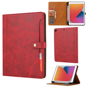 Calf Texture Double Fold Clasp Horizontal Flip Leather Case with Photo Frame & Holder & Card Slots & Wallet For iPad 9.7 (2018/2017) / Air 2(Red)