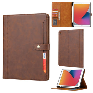 Calf Texture Double Fold Clasp Horizontal Flip Leather Case with Photo Frame & Holder & Card Slots & Wallet For iPad 9.7 (2018/2017) / Air 2(Coffee)