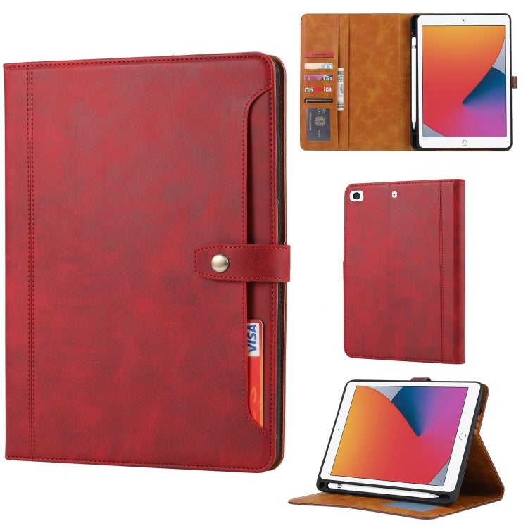 Calf Texture Double Fold Clasp Horizontal Flip Leather Case with Photo Frame & Holder & Card Slots & Wallet For iPad mini 5 / mini 4 / mini 3(Red)