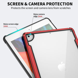 For iPad 10.2 iPAKY Thunder Series Aluminum Frame + TPU Bumper + Clear PC Shockproof Case(Red)