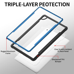 For iPad 10.2 iPAKY Thunder Series Aluminum Frame + TPU Bumper + Clear PC Shockproof Case(Blue)