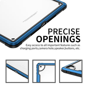 For iPad 10.2 iPAKY Thunder Series Aluminum Frame + TPU Bumper + Clear PC Shockproof Case(Blue)