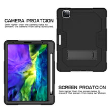 For iPad Pro 12.9 inch (2018/2020) Contrast Color Robot Shockproof Silicone + PC Protective Tablet Case with Holder(Black)
