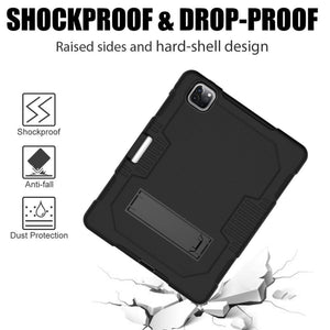 For iPad Pro 12.9 inch (2018/2020) Contrast Color Robot Shockproof Silicone + PC Protective Tablet Case with Holder(Black)