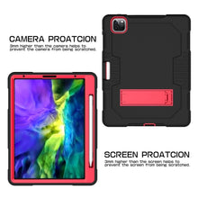 For iPad Pro 12.9 inch (2018/2020) Contrast Color Robot Shockproof Silicone + PC Protective Tablet Case with Holder(Black Red)
