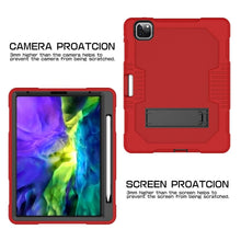 For iPad Pro 12.9 inch (2018/2020) Contrast Color Robot Shockproof Silicone + PC Protective Tablet Case with Holder(Red Black)
